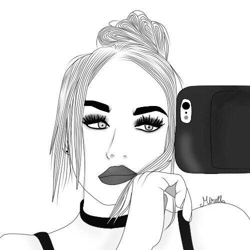 Селфи девочки рисованная