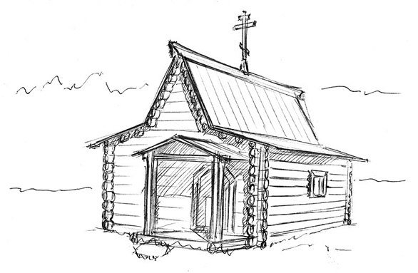 Деревянная Церковь рисунок