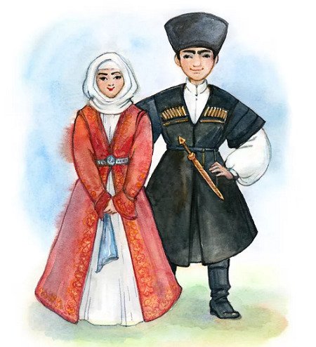 Адыгейская национальный костюм адыгов раскраска