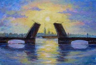 Петербургский художник Нева Петропавловская крепость