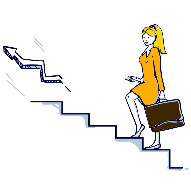 Дамы потихоньку пошли за поднимавшимся по лестнице. Карьерный рост. Карьерная лестница. Лестница карьерного роста. Повышение по карьерной лестнице.