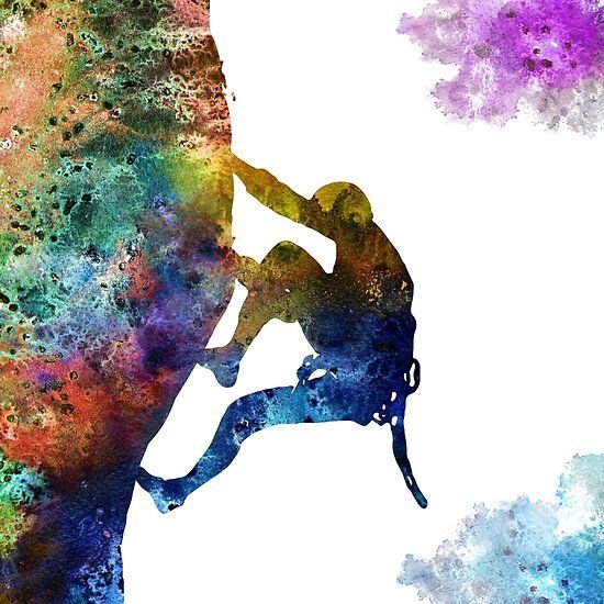 Скалолаз акварель