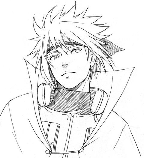 Минато Намикадзе черно белый арт