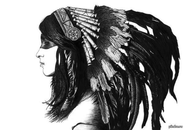 Девушка индеец в профиль