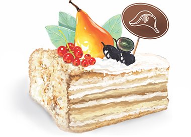 Торт Наполеон акварель