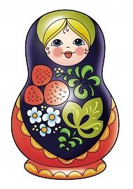 Матрешка Хохлома на прозрачном фоне