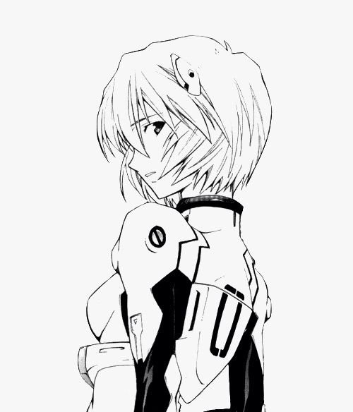 Рей Евангелион чёрно белое