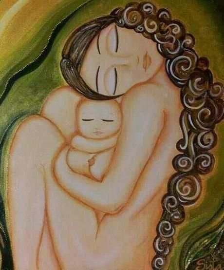 Богиня-мать с младенцем живопись