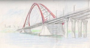 Бугринский мост Новосибирск рисунок