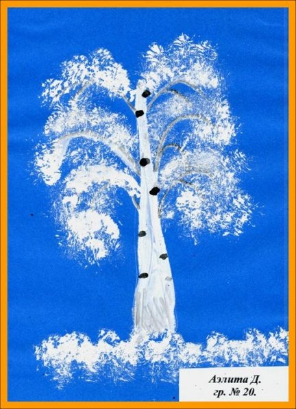 Рисование зимняя береза