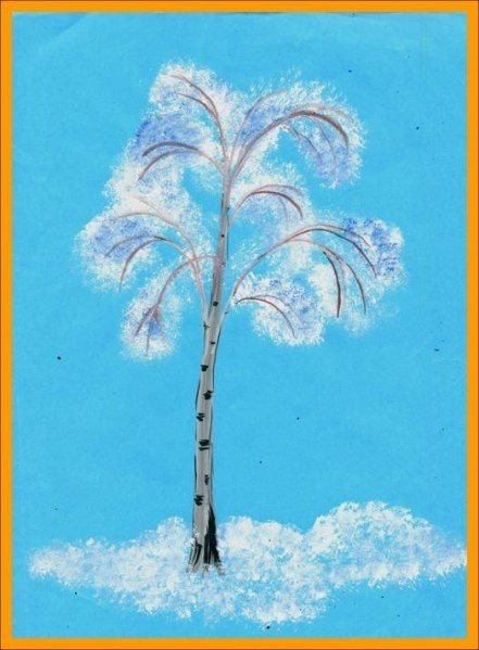 Рисование березы в средней группе