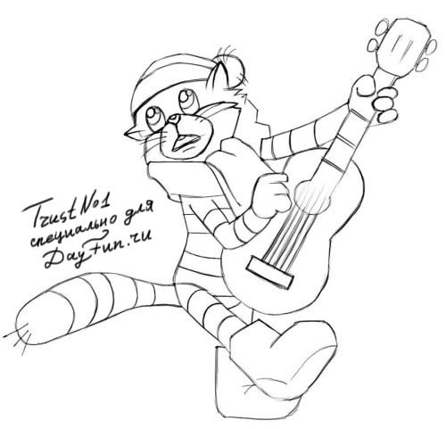 Поэтапное рисование кота Матроскина