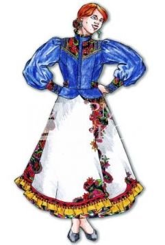 Кубанский казачий костюм зарисовка