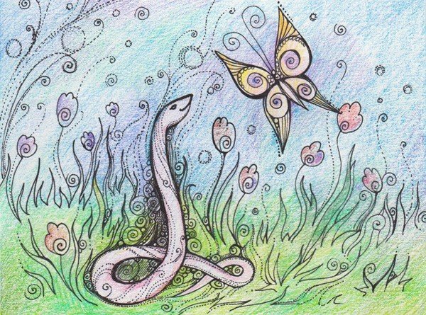 Голубая змейка Бажов нарисовать