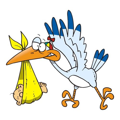 Аист с мешочком в клюве