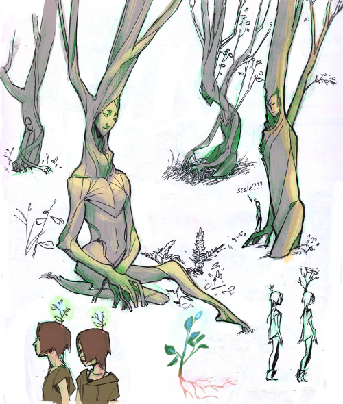 Дерево фэнтези карандашом