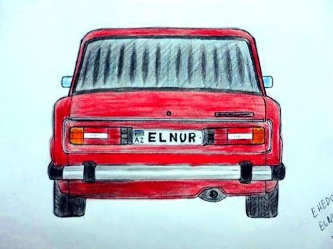 ВАЗ 2106 рисунок карандашом сзади