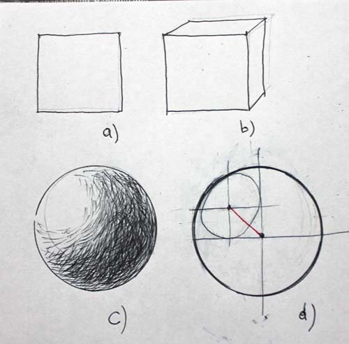 Рисование объемного ша