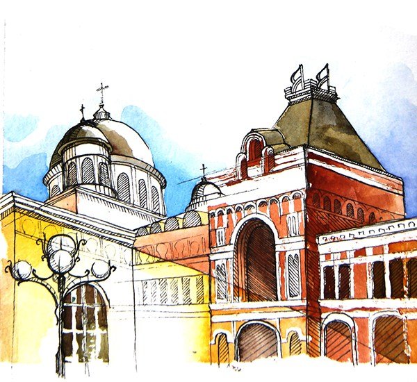 Ярмарочный собор Нижний Новгород акварель