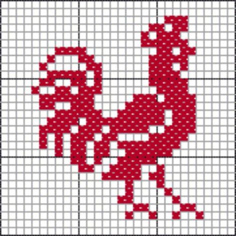 Монохромная вышивка крестом птицы