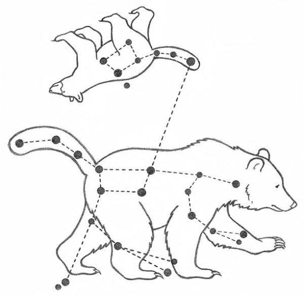 Созвездие большой медведицы и малой по точкам