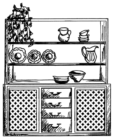 Раскраска шкаф для посуды