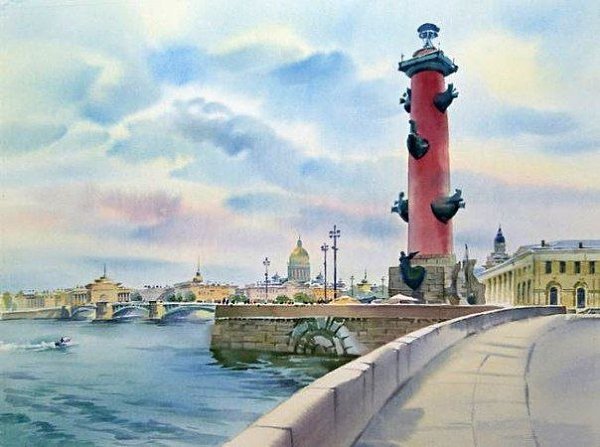 Питер маслом картины набережная Петропавловская крепость