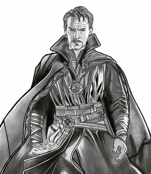 Доктор Стрэндж рисунок карандашом