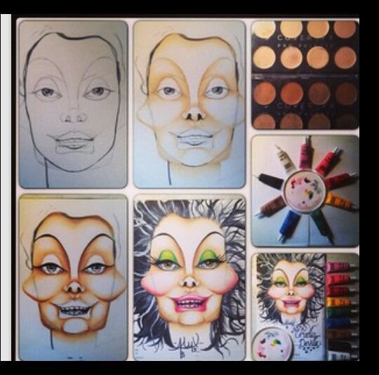 Эскиз театрального грима в цвете