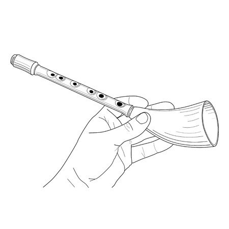 Рожок музыкальный инструмент раскраска