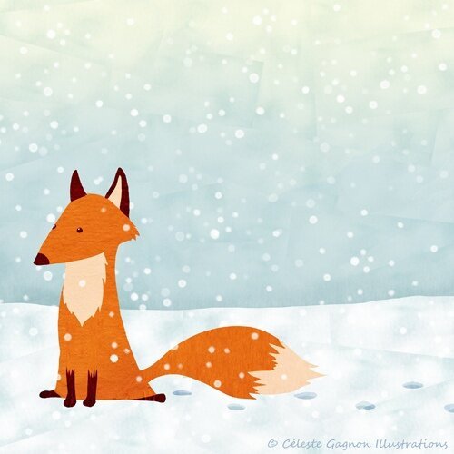 Зимняя лиса рисунок