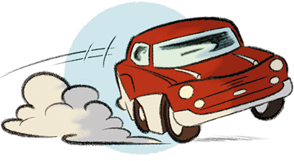 Нарисованная машинка на прозрачном фоне