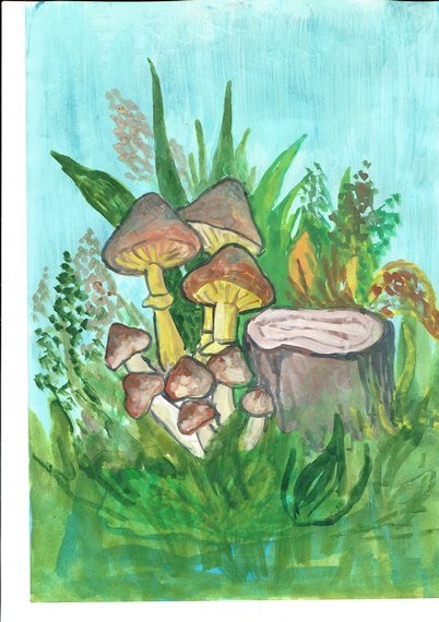 Иллюстрации к сказке Храбрый опенок для детей