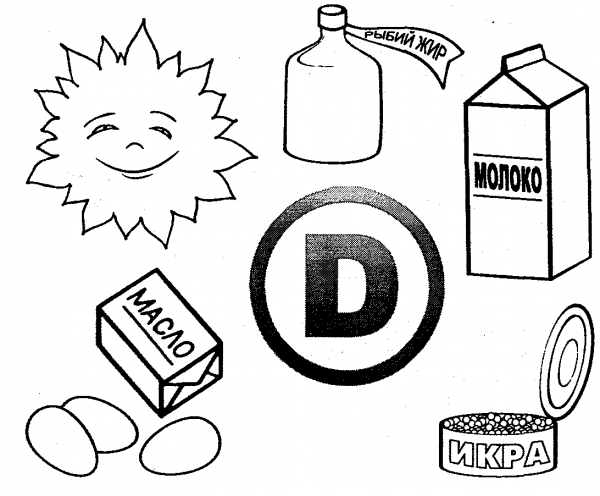 Раскраска витамины