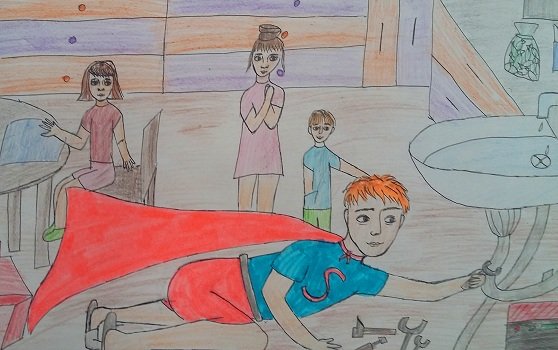 Мой папа герой рисунок