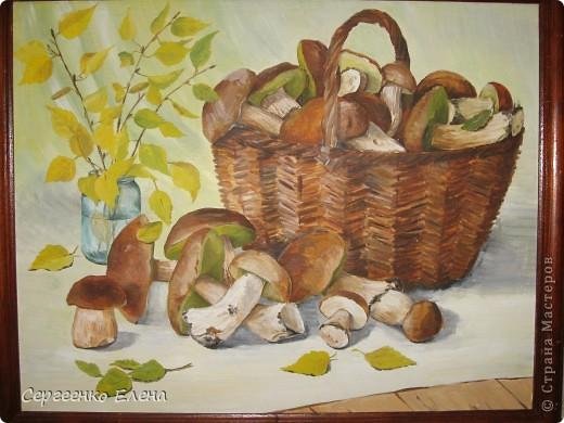 Рисование корзинка с грибами