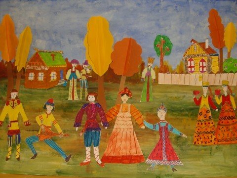 Народные праздники коллективное панно