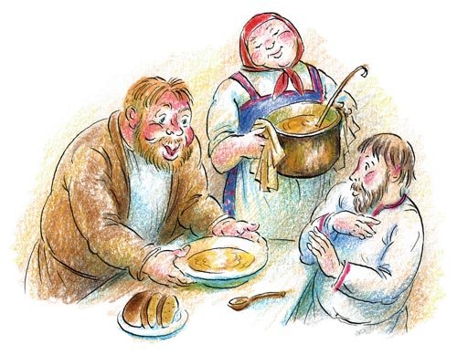 Иллюстрация к басне Крылова Демьянова уха