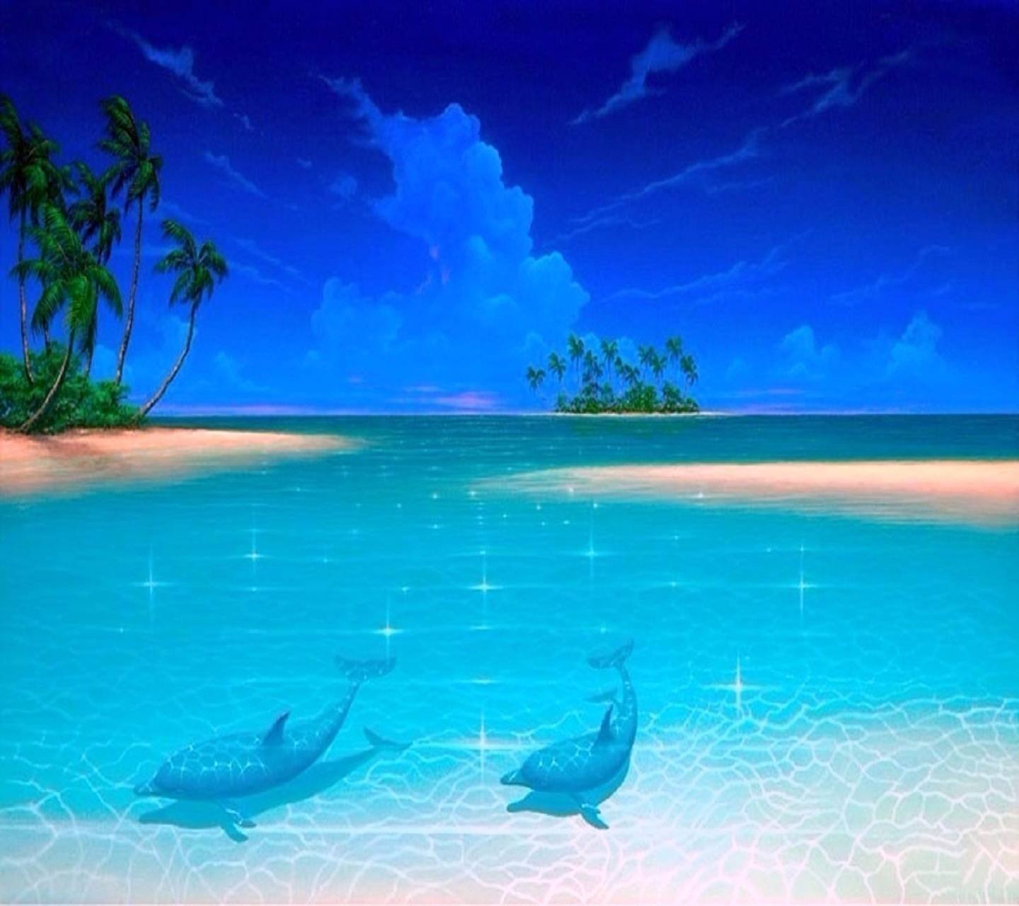 Красивые пейзажи на море с дельфинами