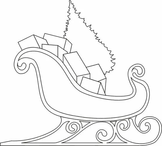 Дед Мороз на санях с оленями