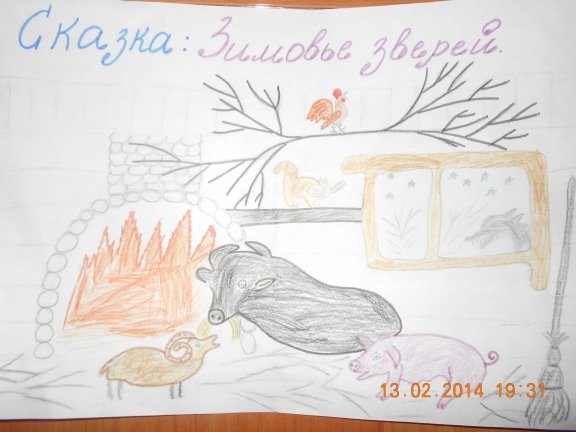 Рисунок к сказке зимовье зверей