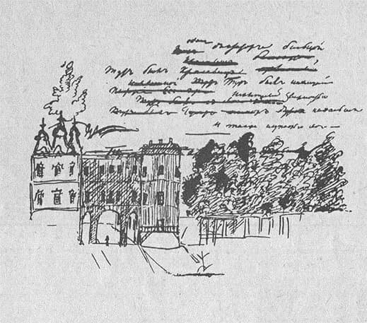 Царскосельский лицей зарисовки Пушкина
