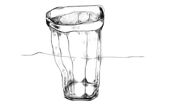 Граненый стакан карандашом