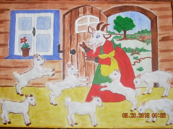 Раскраски к сказке волк и семеро козлят для детей