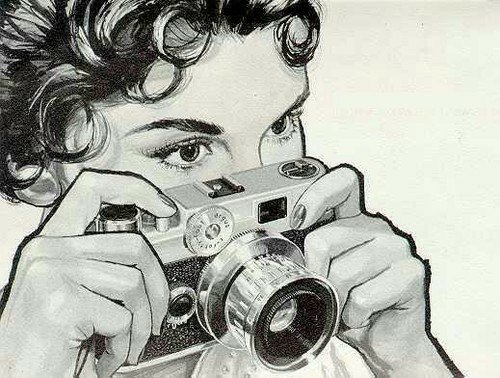 Нарисованный фотограф с фотоаппаратом