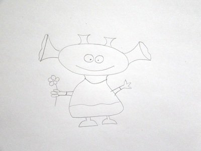 Поэтапное рисование инопланетянина для детей