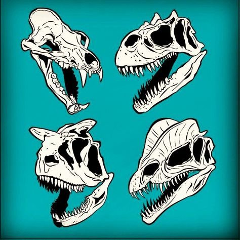 Череп динозавра тату