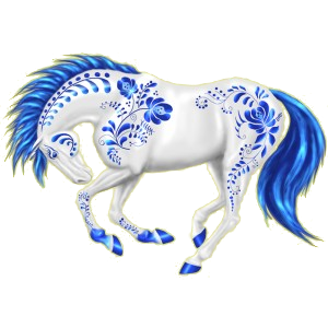 Гжельская роспись лошадка