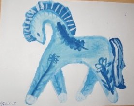 Рисование в подготовительной группе конь Гжель