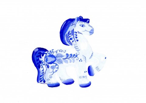 Гжельская игрушка лошадь